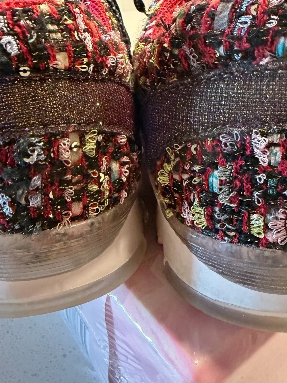 BAMBOO Multicolor Tweed and Red Lined Women's Sneakers - Picture 5 of 8